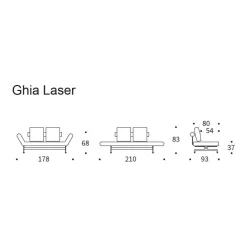 Ghia Schlafsofa Stoff-/Ledermischung Beine Stahl verchromt