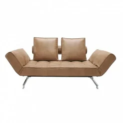 Ghia Schlafsofa Stoff-/Ledermischung Beine Stahl verchromt