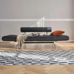 Ghia Schlafsofa Stoff-/Ledermischung Beine Stahl verchromt