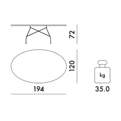 Glossy Esstisch oval Gestell Stahl verchromt