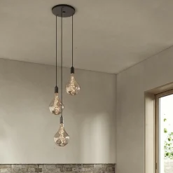 Graphite Triple Pendant with Voronoi II Pendelleuchte