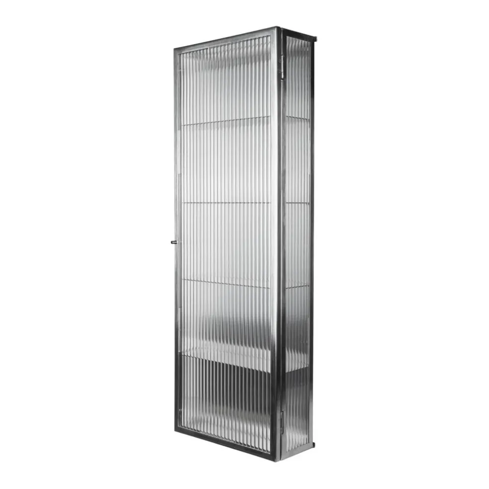 Haze Wandschrank geriffeltes Glas 35x100cm Edelstahl