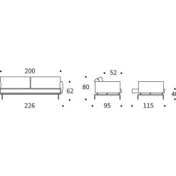 ILB 201 Schlafsofa mit Armlehnen 226x98cm