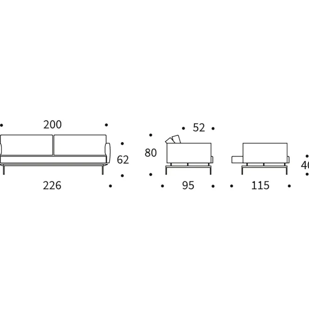 ILB 201 Schlafsofa mit Armlehnen 226x98cm
