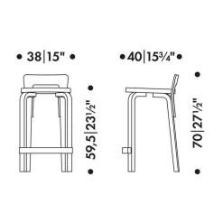K65 Barstuhl Gestell klar lackiert