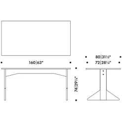 Kaari REB012 Tisch Eiche schwarz 160x80cm