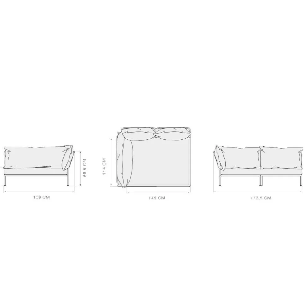 Level 2 Cozy Gartensofa rechts Gestell dunkelgrau