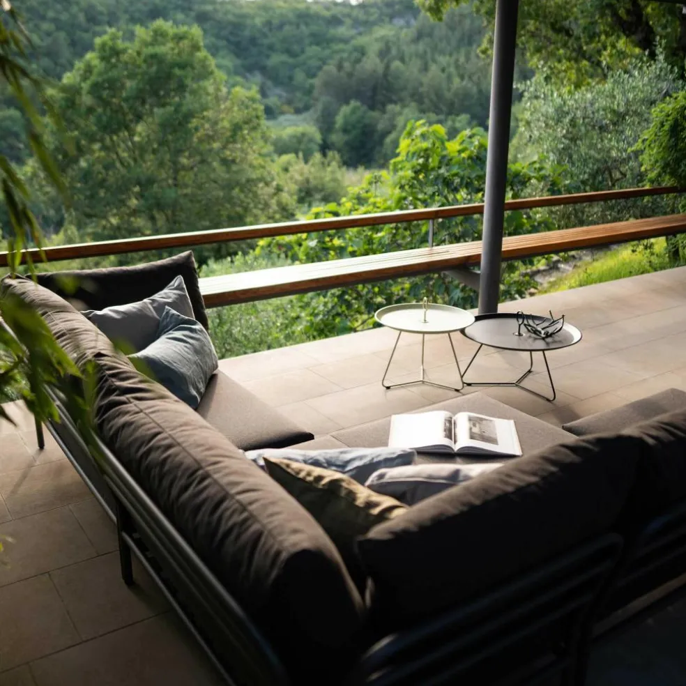 Level 2 Gartensofa links Gestell dunkelgrau