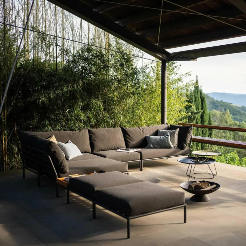 Level 2 Gartensofa links Gestell dunkelgrau