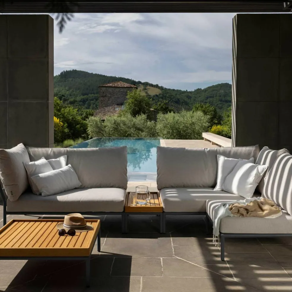 Level 2 Gartensofa rechts Gestell dunkelgrau