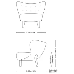 Little Petra VB1 Loungesessel Gestell Eiche