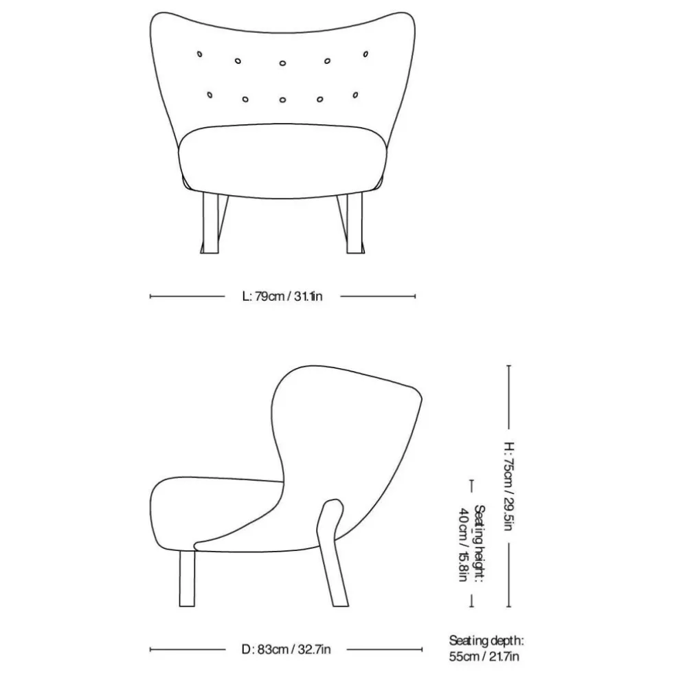 Little Petra VB1 Loungesessel Gestell Eiche