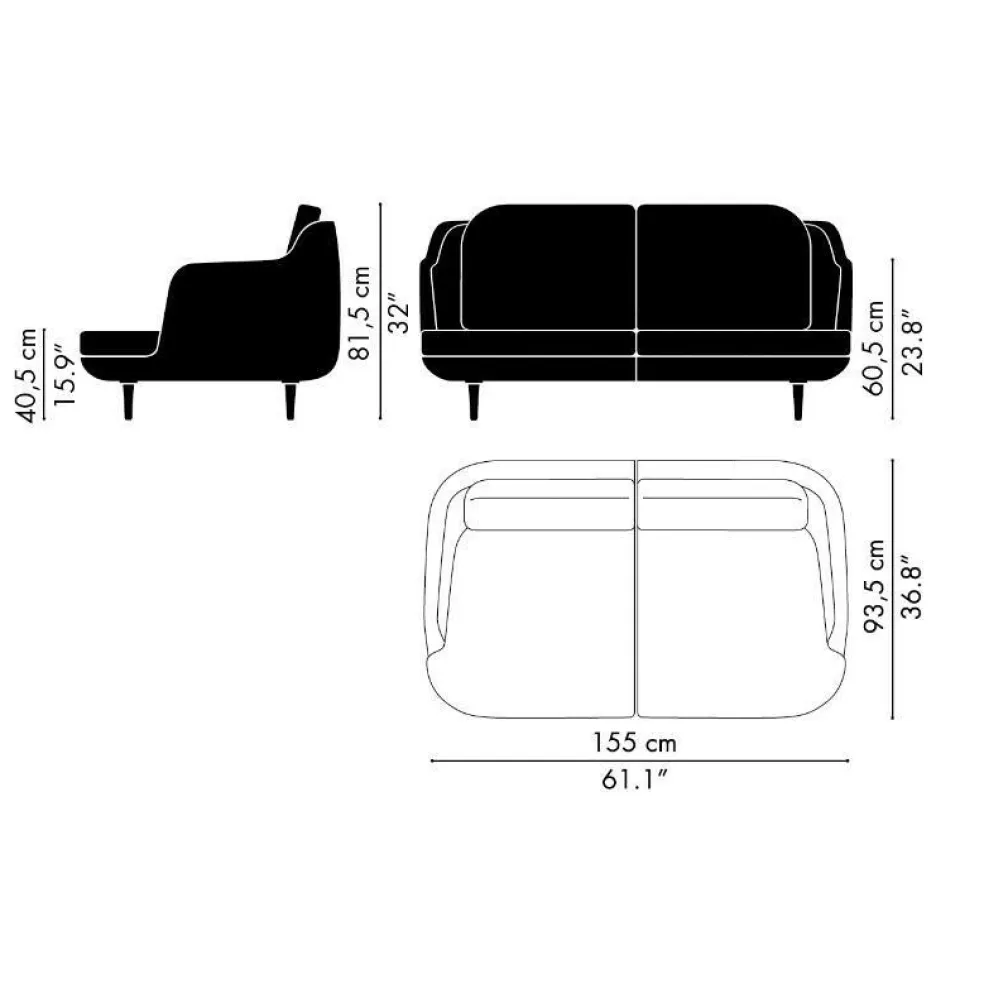 Lune™ JH200 2-Sitzer Sofa Füße Eiche