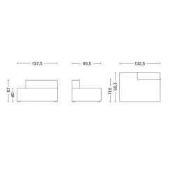 Mags Sofa-Modul Lounge Links 132,5x95,5cm