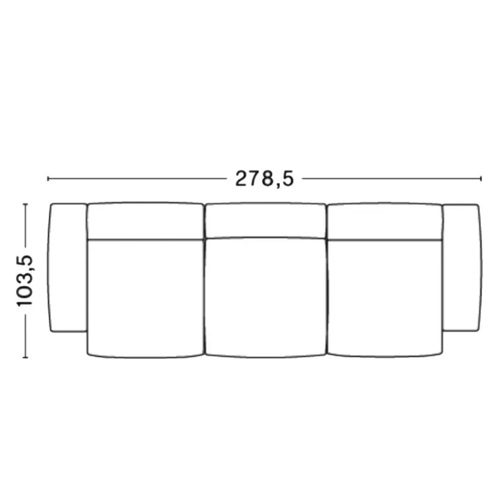 Mags Soft 3-Sitzer Sofa Armlehne niedrig 278,5x103,5x67cm