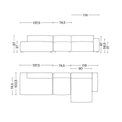 Mags Soft 3-Sitzer Sofa Armlehne niedrig 331x135,5x67cm