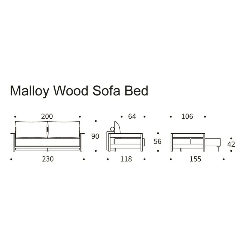 Malloy Wood Schlafsofa 230x118cm