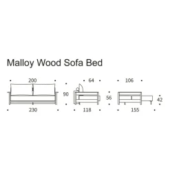 Malloy Wood Schlafsofa 230x118cm