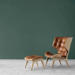 Mammoth Ottoman Leder Gestell Eiche natur