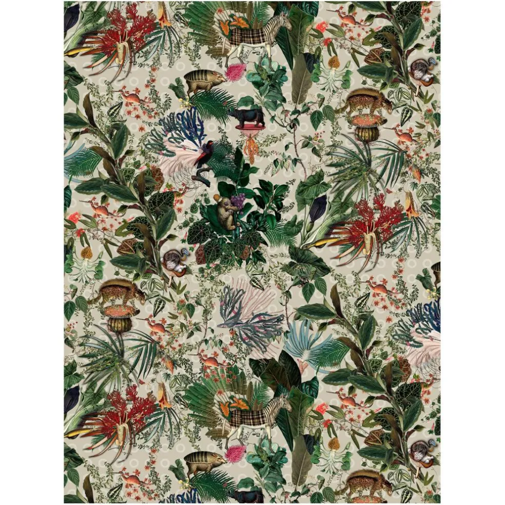 Menagerie of Extinct Animals Ivory Rectangle Teppich