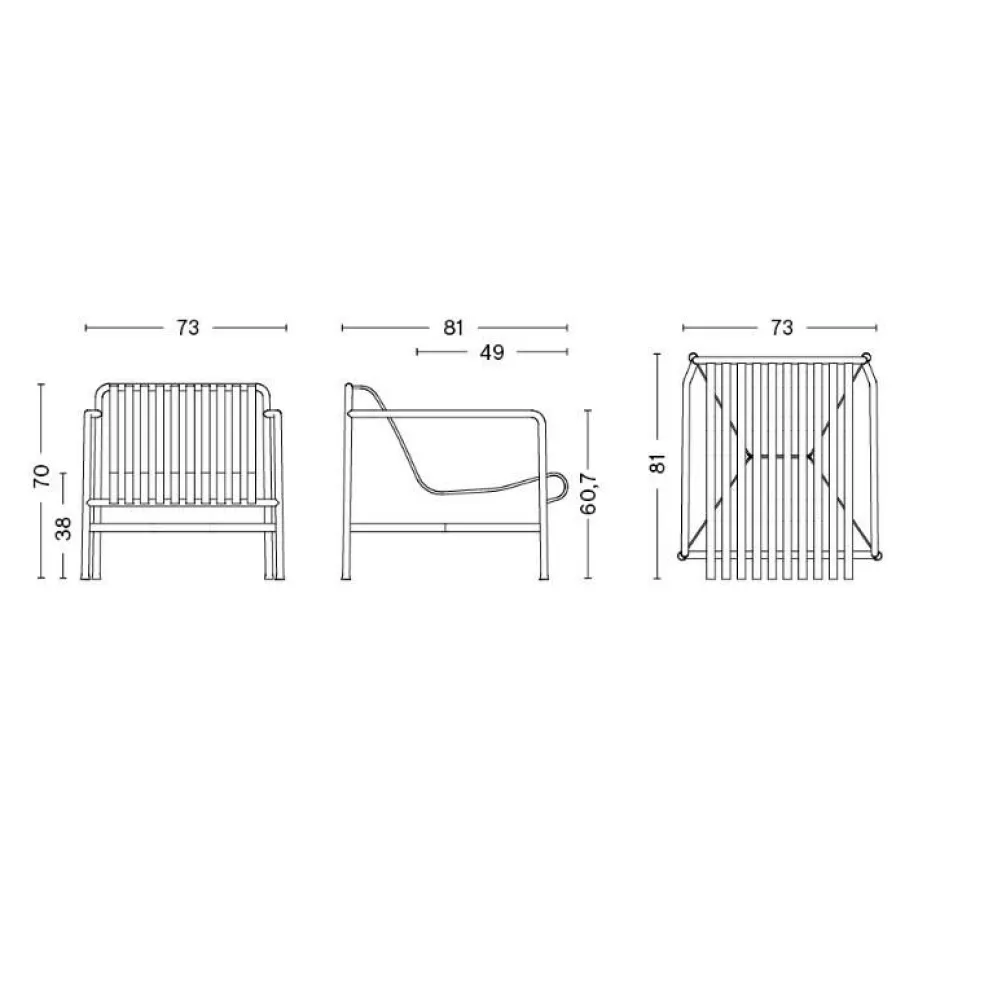 Palissade Garten Loungesessel mit niedriger Rückenlehne Feuerverzinkt
