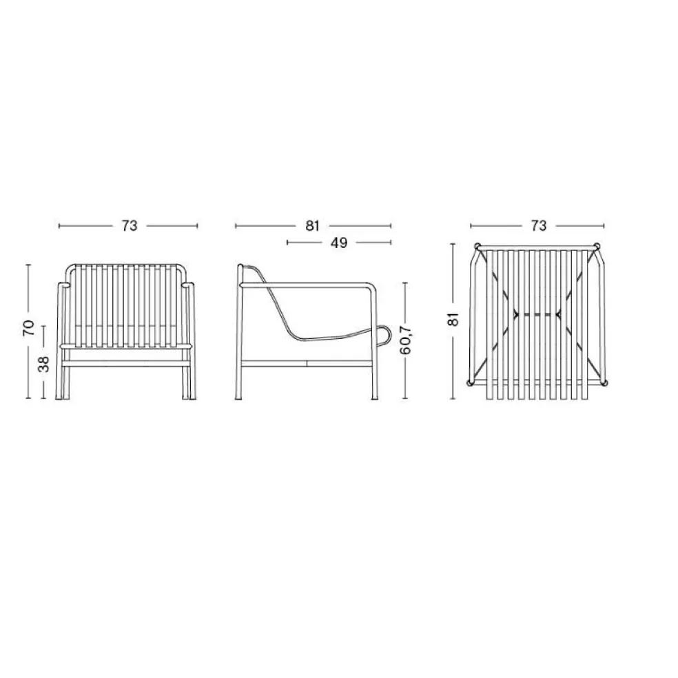 Palissade Garten Loungesessel niedrig 2er Set