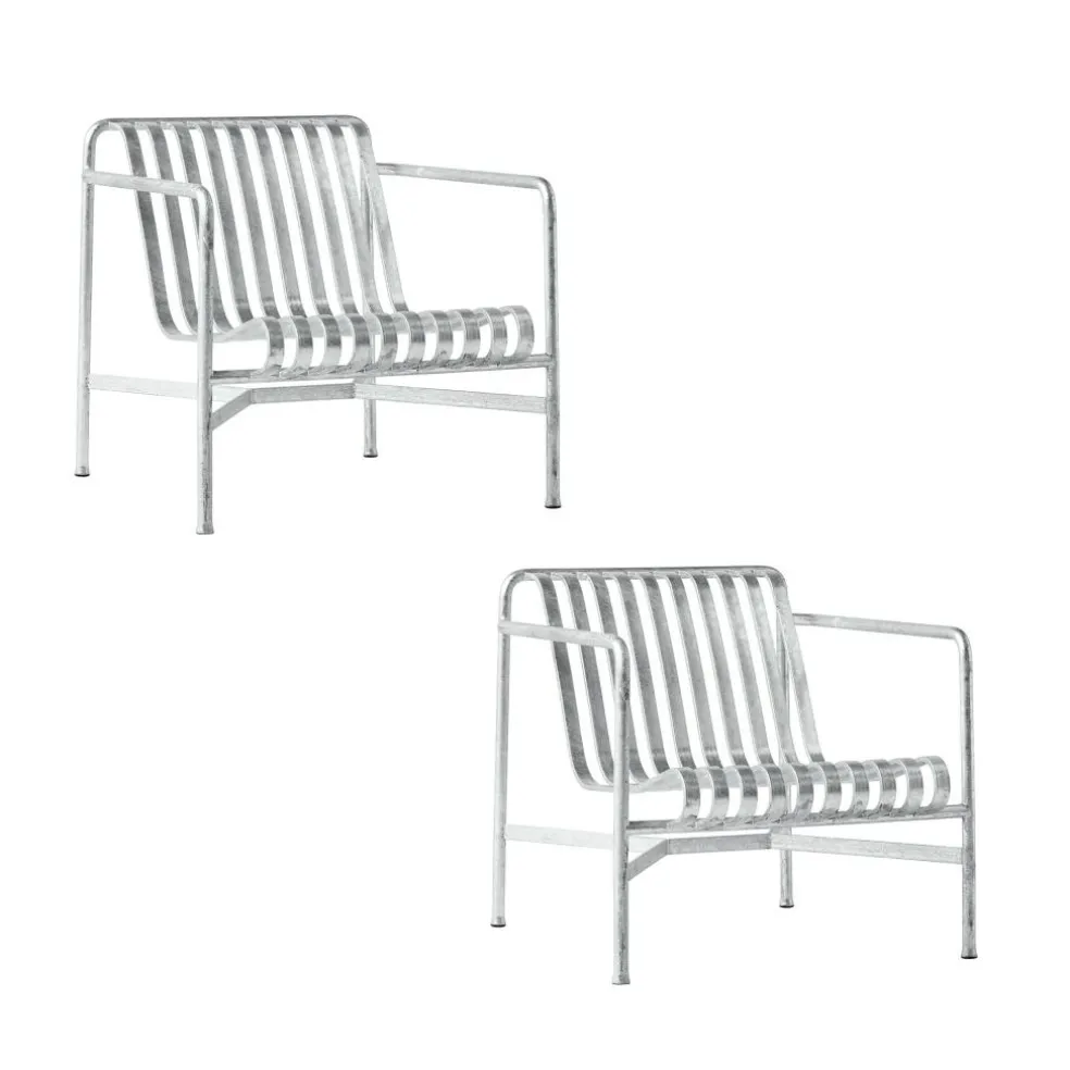 Palissade Garten Loungesessel niedrig Feuerverzinkt 2er Set