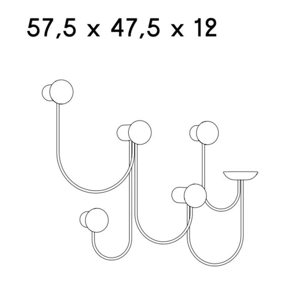 Pina Wandgarderobe mit 5 Haken