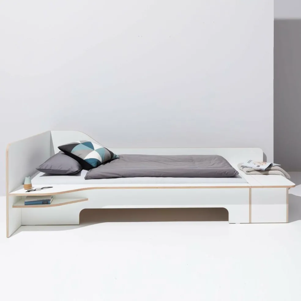 Plane Einzelbett mit Bettkasten links 90x200cm