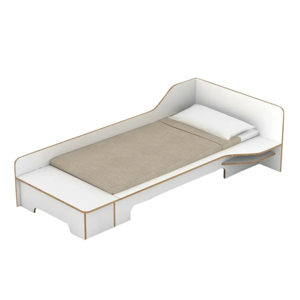 Plane Einzelbett mit Bettkasten links 90x200cm