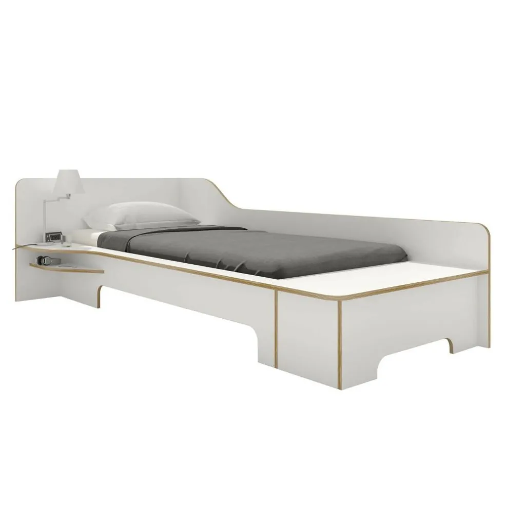 Plane Einzelbett mit Bettkasten links 90x200cm