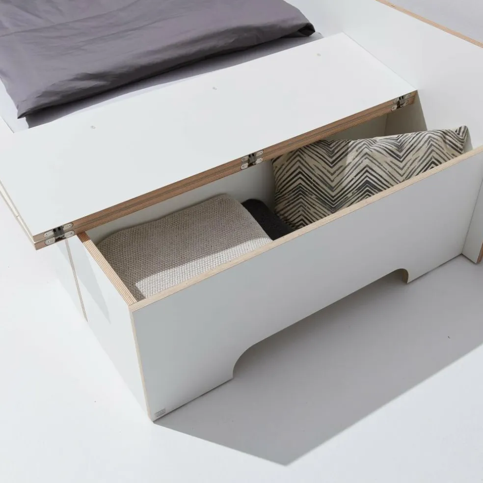 Plane Einzelbett mit Bettkasten links 90x200cm