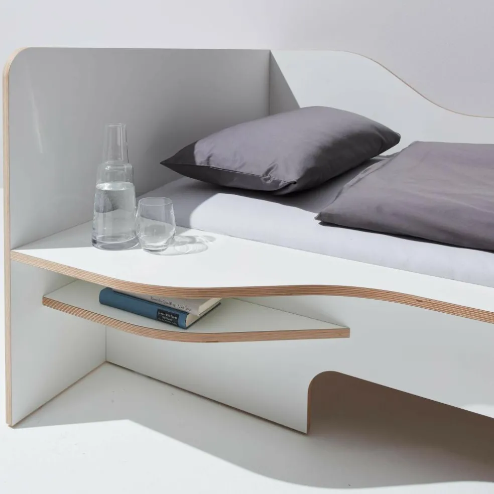 Plane Einzelbett mit Bettkasten links 90x200cm