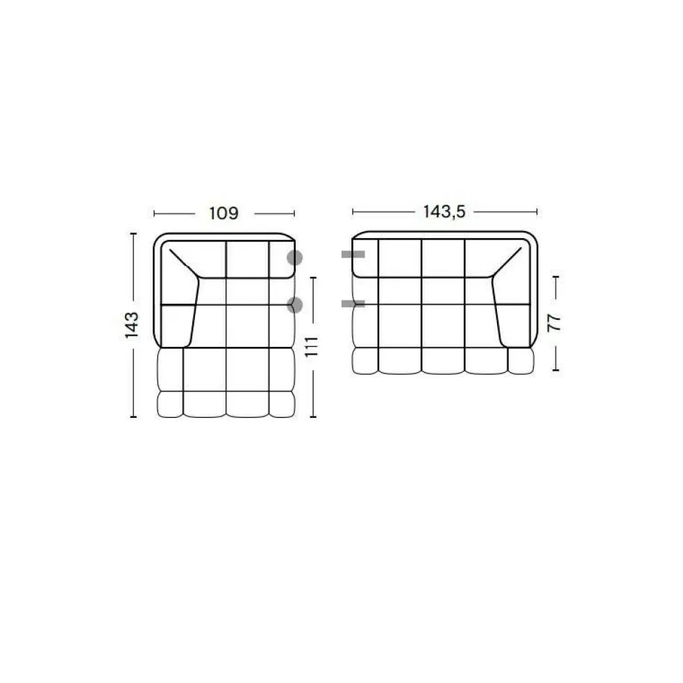 Quilton 3-Sitzer Sofa 252,5x143x72cm