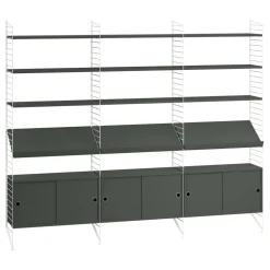 Regal mit 3 Schrankelementen und Zeitschriftenablagen 242x200x30cm