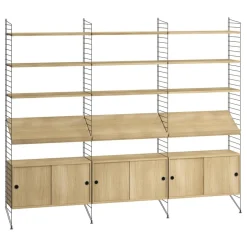 Regal mit 3 Schrankelementen und Zeitschriftenablagen 242x200x30cm