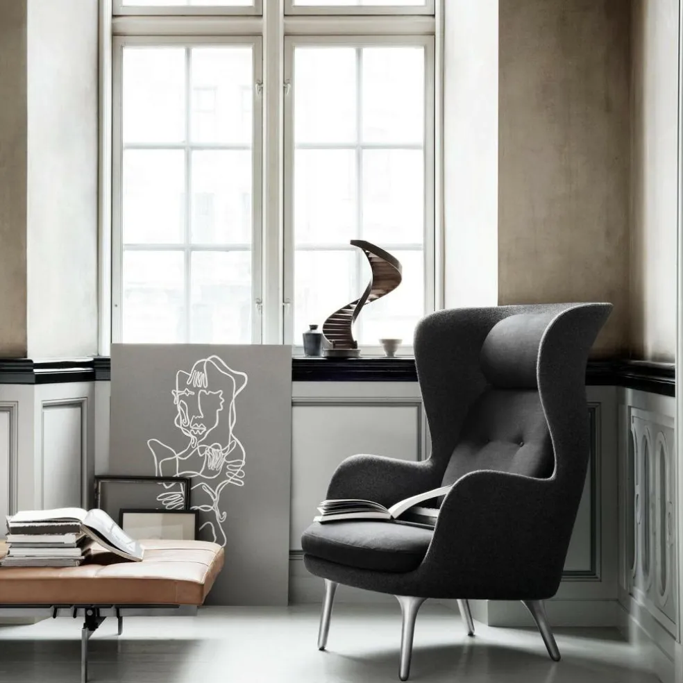 Ro™ JH1 Ohrensessel Stoff Füße aus Aluminium