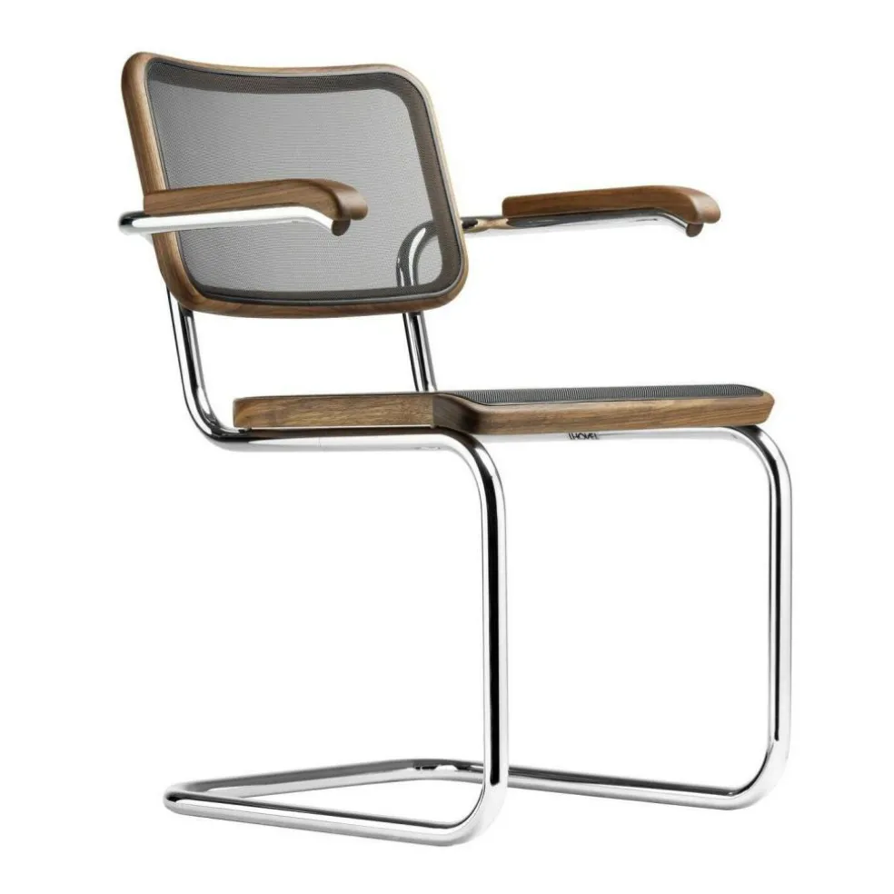 S 64 N Pure Materials Freischwinger Armlehnstuhl Nussbaum