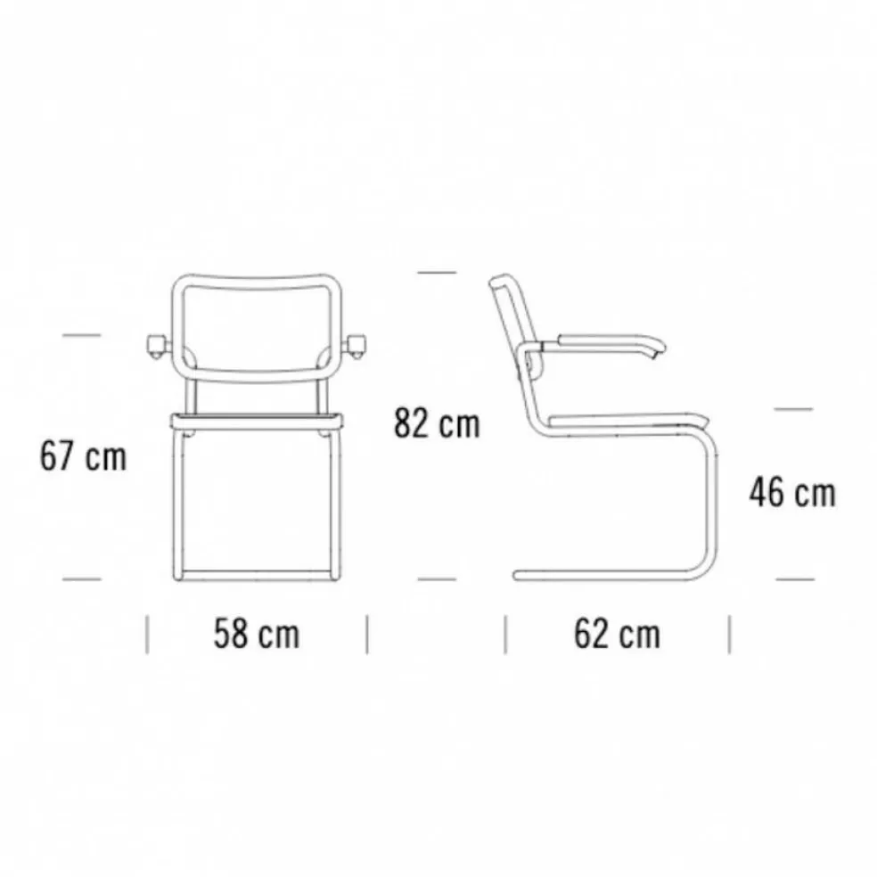 S 64 N Pure Materials Freischwinger Armlehnstuhl Nussbaum