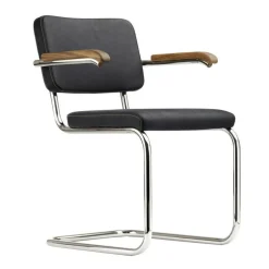 S 64 PV Pure Materials Freischwinger Armlehnstuhl Nussbaum