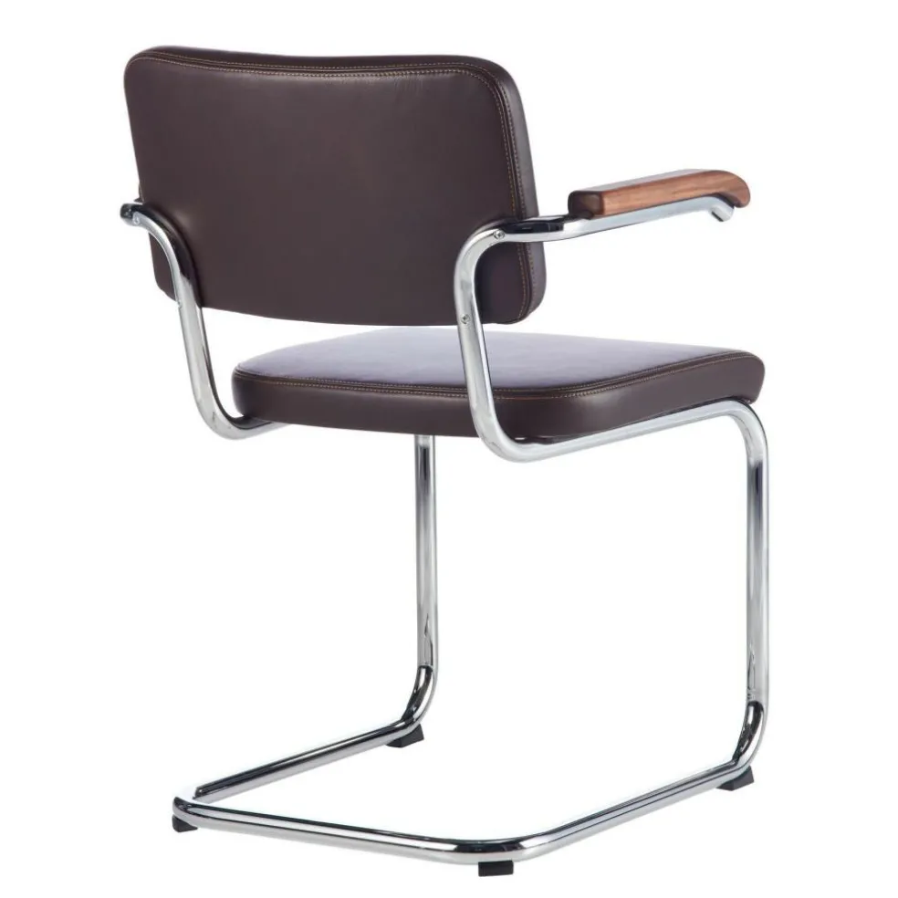 S 64 PV Pure Materials Freischwinger Armlehnstuhl Nussbaum