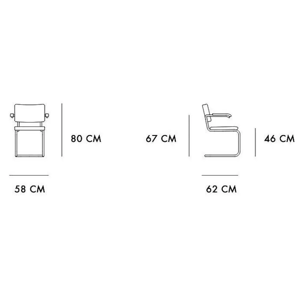 S 64 PV Pure Materials Freischwinger Armlehnstuhl Nussbaum