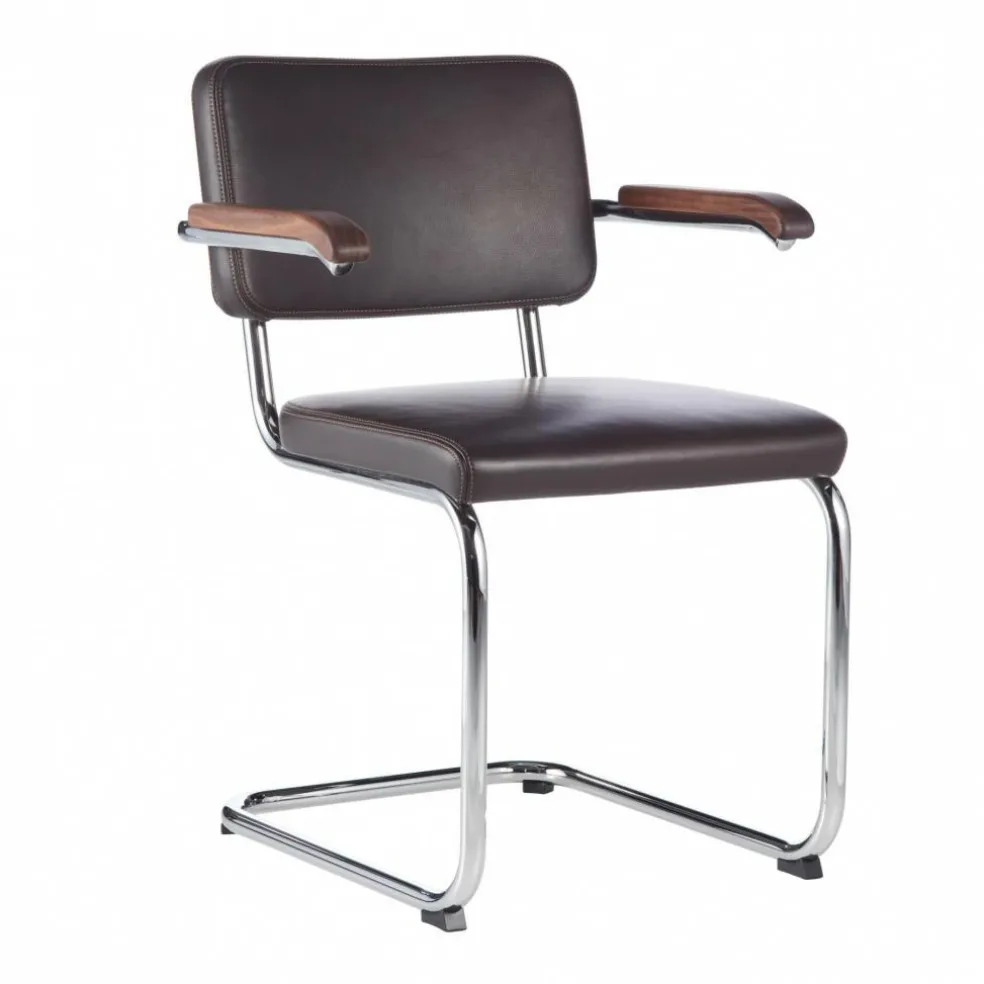 S 64 PV Pure Materials Freischwinger Armlehnstuhl Nussbaum