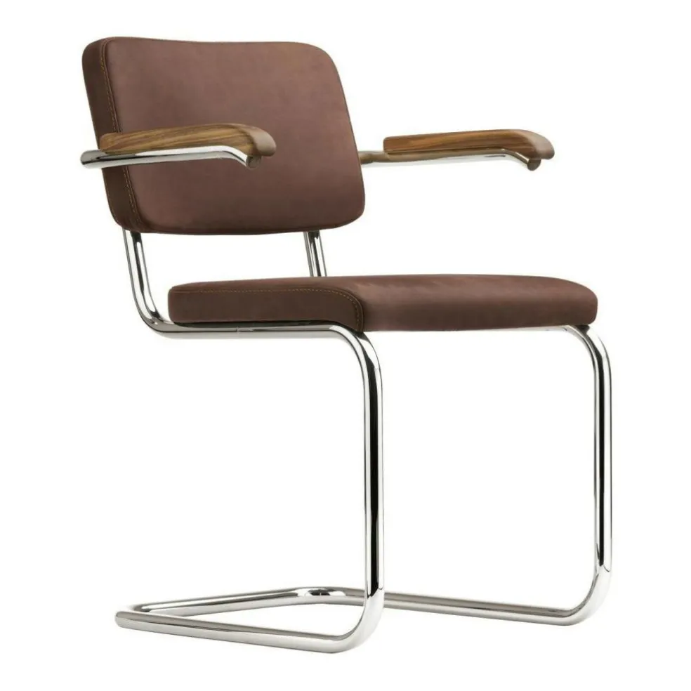 S 64 PV Pure Materials Freischwinger Armlehnstuhl Nussbaum