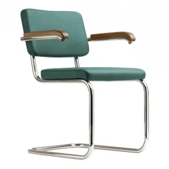 S 64 PV Pure Materials Freischwinger Armlehnstuhl Nussbaum