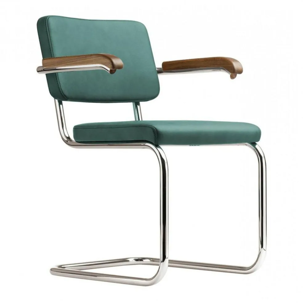 S 64 PV Pure Materials Freischwinger Armlehnstuhl Nussbaum