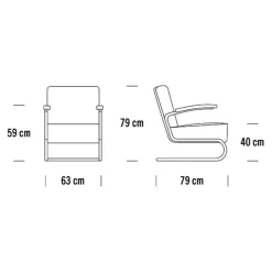 S 411 Sessel mit Hocker Leder