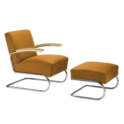 S 411 Sessel mit Hocker Leder