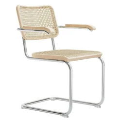 S 64 V Freischwinger Armlehnstuhl mit Rohrgeflecht Esche