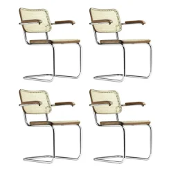 S 64 V Freischwinger Armlehnstuhl mit Rohrgeflecht 4er Set